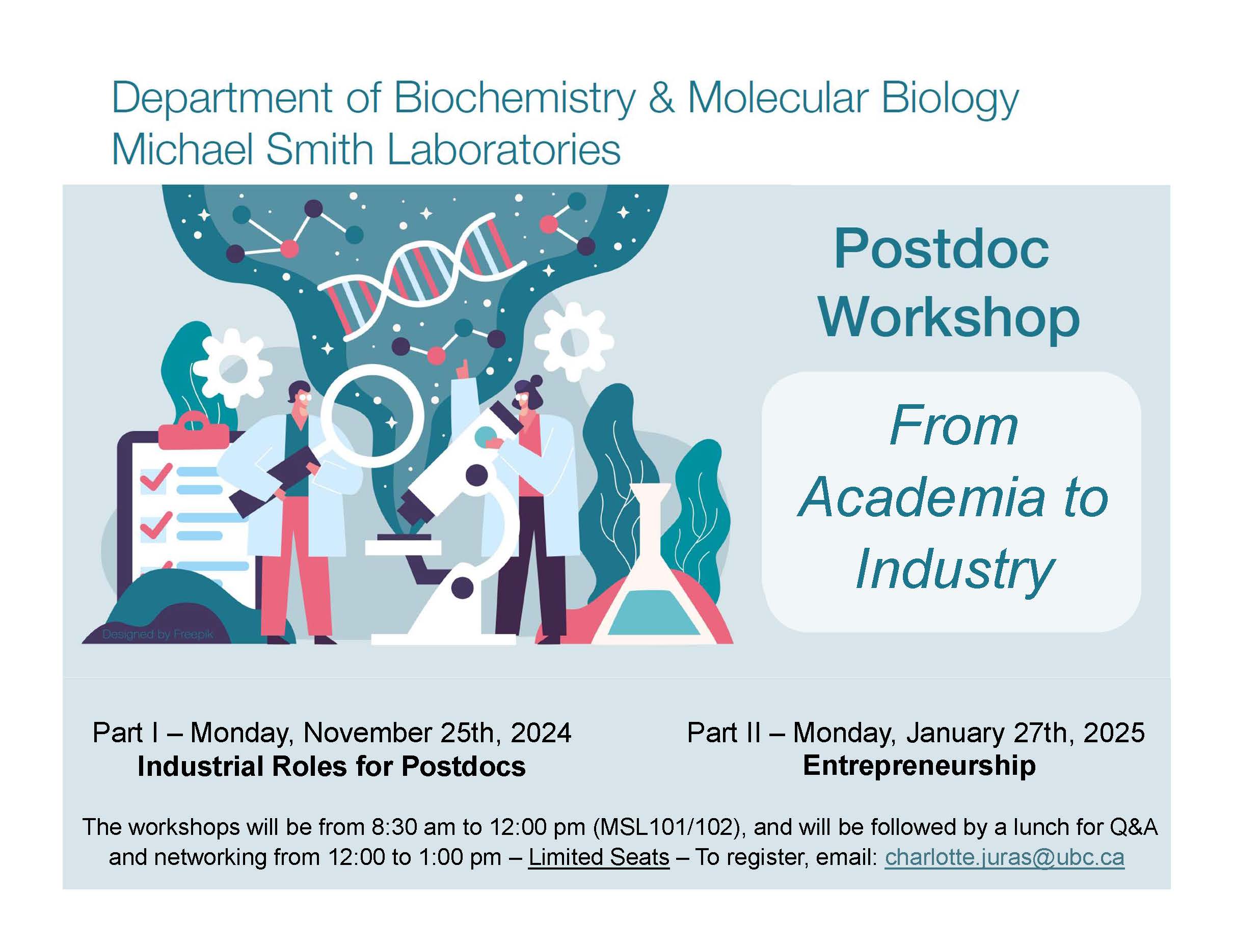 Postdoc Workshop Series: Industrial Careers & Entrepreneurship – Register Today!